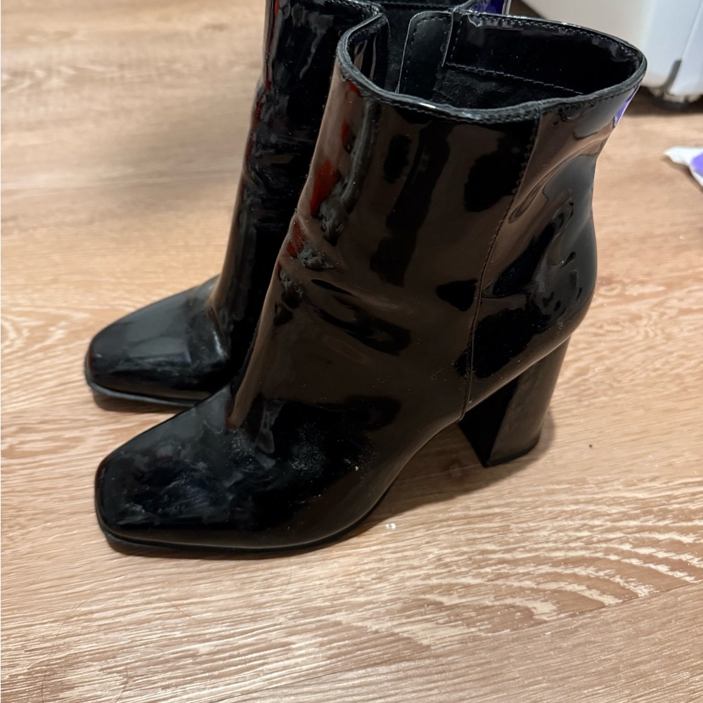 Black Patent Leather Ankle Boots